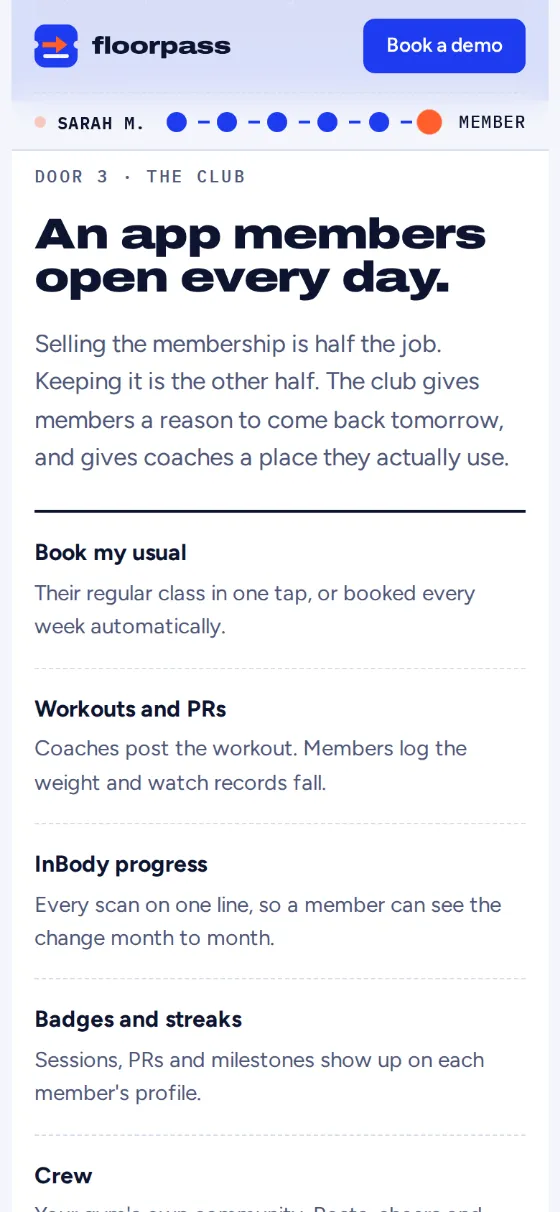 The club app on a phone: an app members open every day.